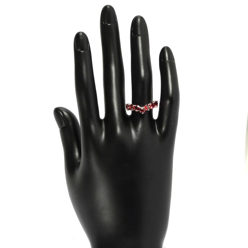 Sterling Silver Red Garnet Stack Ring