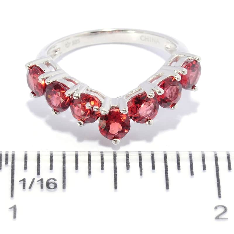Sterling Silver Red Garnet Stack Ring