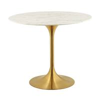 Lippa 36" Round Dining Table - Gold White