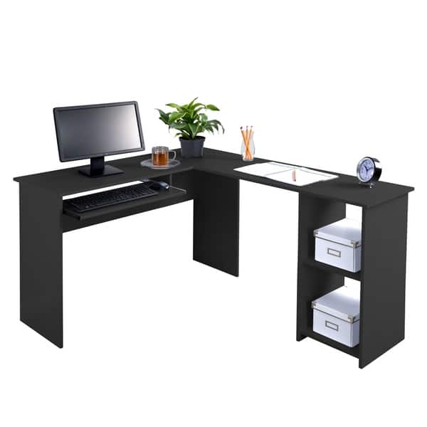 Shop Fineboard L Shaped Office Corner Desk With Two Side Shelves