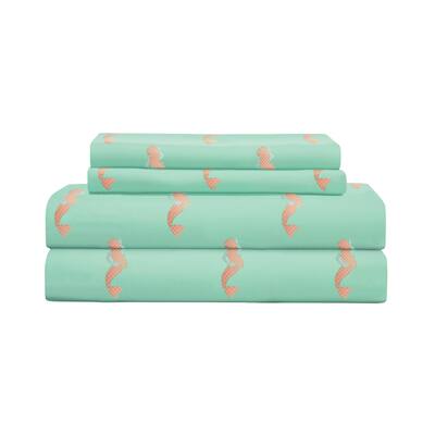 Coastal Splash Apricot Microfiber Print Bed Sheet Set