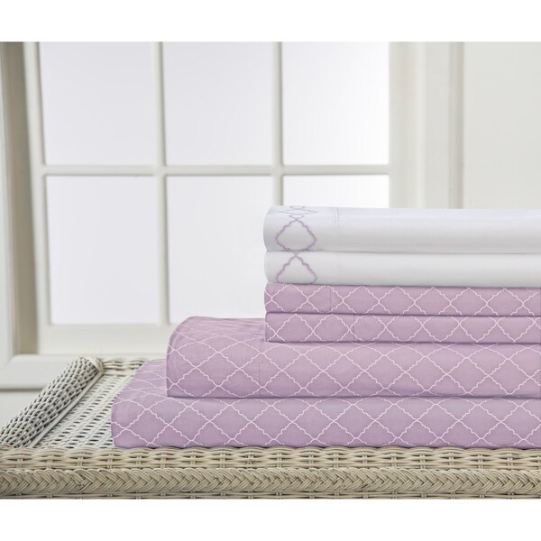 Microfiber Orchid Revina Print/Embroidered Bonus Bed Sheet Set. Opens flyout.