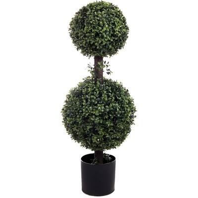 34" Artificial Boxwood Double Ball Topiary