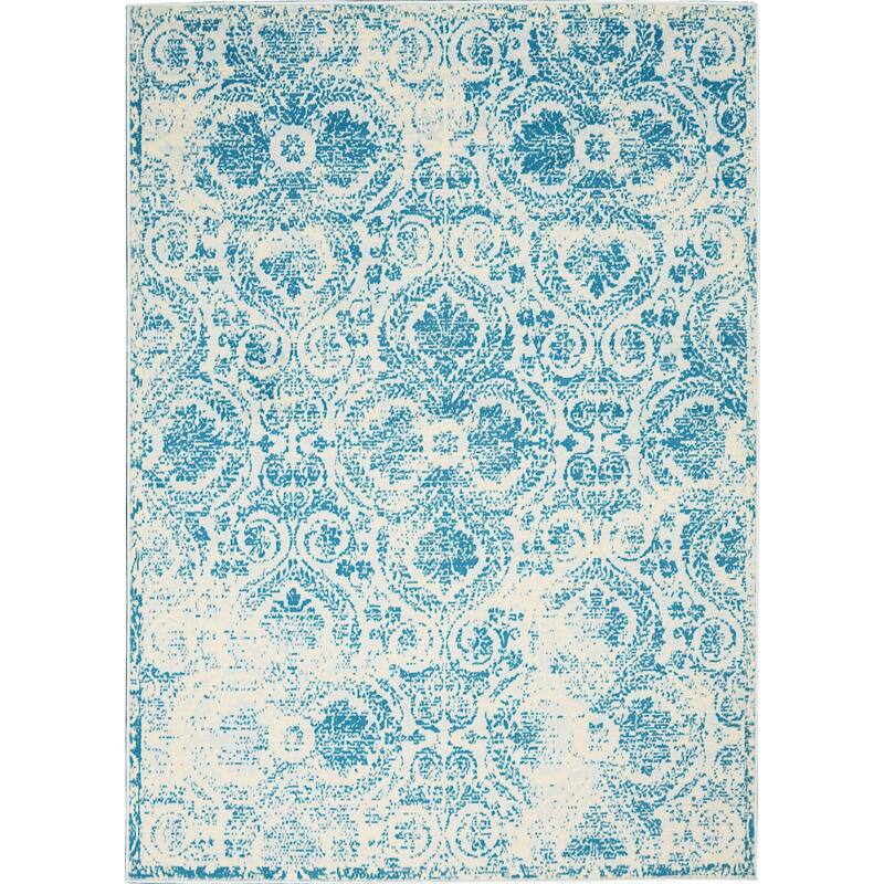 Nourison Jubilant Vintage Damask Area Rug - 5' 3" x 7' 3" - Teal - Rectangle