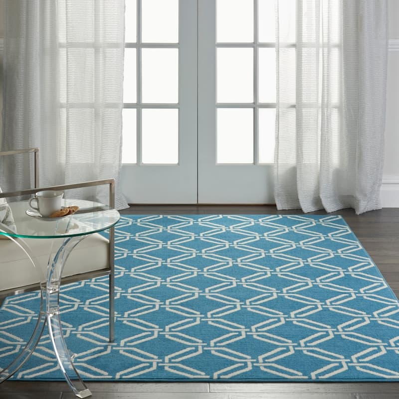 Nourison Jubilant Geometric Trellis Area Rug - 5' 3" x 7' 3" - Blue