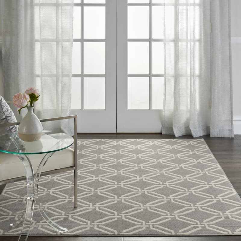 Nourison Jubilant Geometric Trellis Area Rug - 4' x 6' - Grey