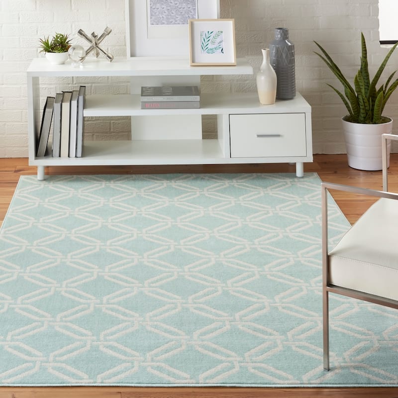 Nourison Jubilant Geometric Trellis Area Rug - 5'3" x 7'3" - Aqua