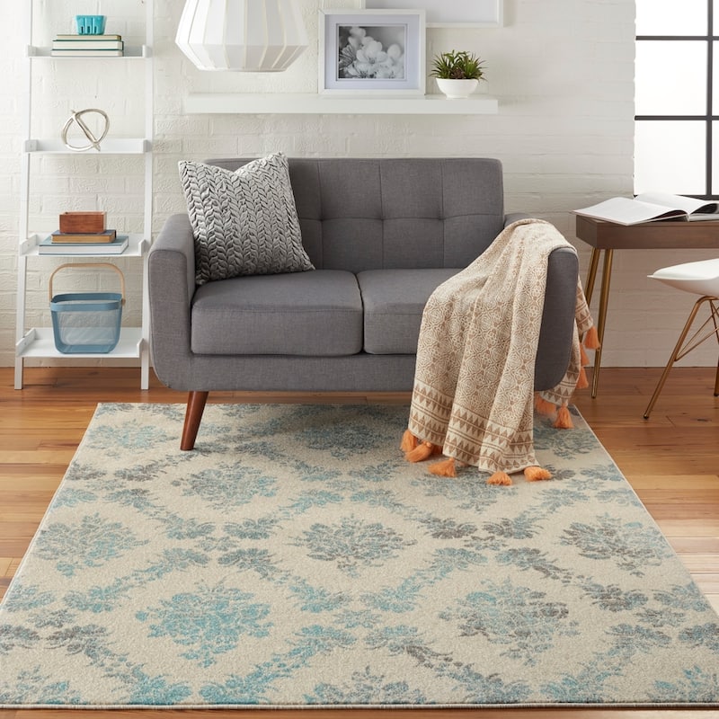 Nourison Tranquil French Country Floral Damask Area Rug
