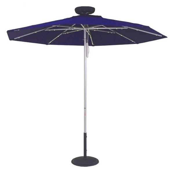 MyUmbrellaShop 9 ft Illumishade Solar Market Umbrella with Classic Royal Blue cover.
