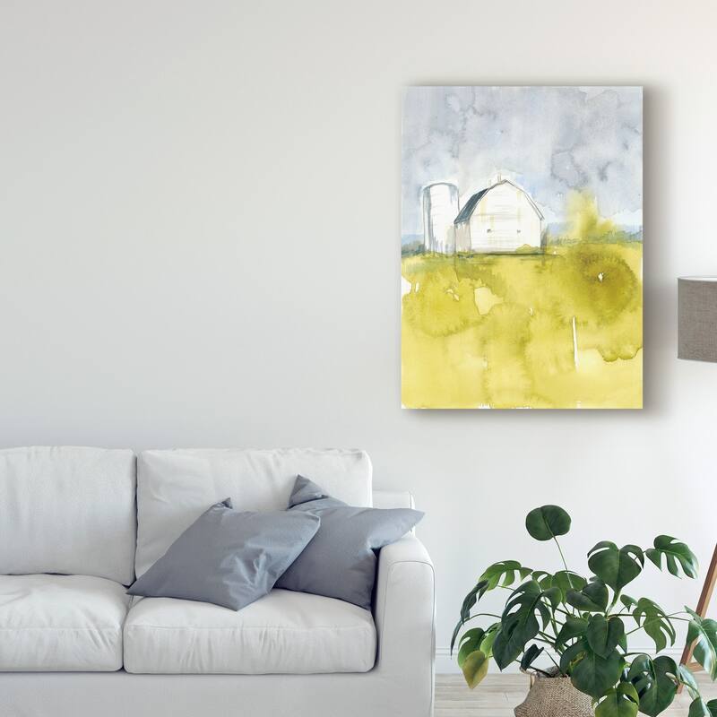 Jennifer Goldberger 'White Barn On Citron Ii' Canvas Art