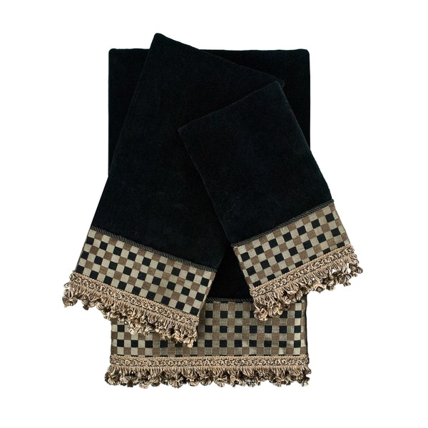 Shop Sherry Kline Linden Black/Gold 3-piece Decorative Embellished Towel Set (As Is Item) - Free ...