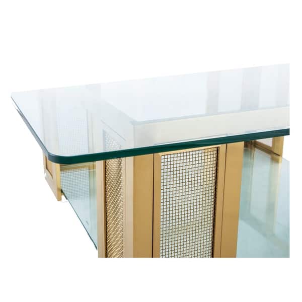 Irvine Antique Gold Over Stainless Steel And Glass Cocktail Table Overstock 24335344