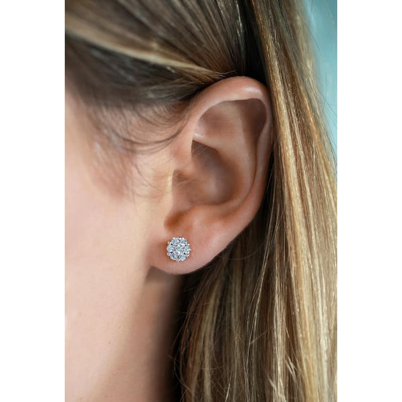 Annello by Kobelli 10k Gold 1/2ct.tw Diamond Cluster Round Stud Earrings