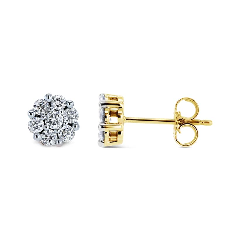 Annello by Kobelli 10k Gold 1/2ct.tw Diamond Cluster Round Stud Earrings