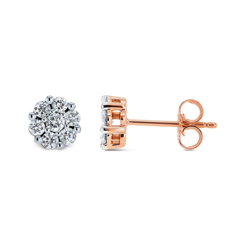 Annello by Kobelli 10k Gold 1/2ct.tw Diamond Cluster Round Stud Earrings