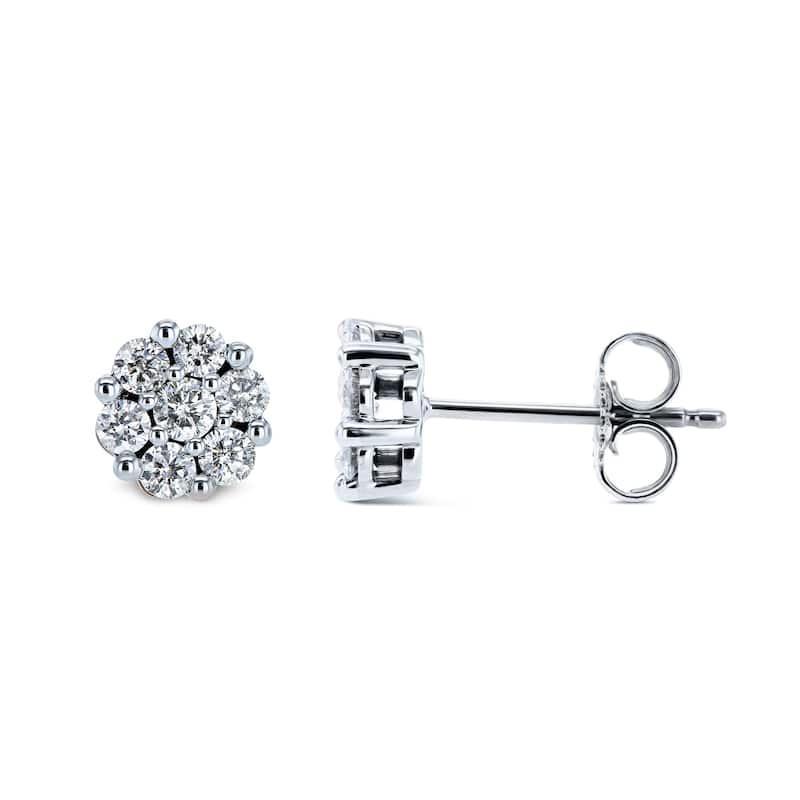 Annello by Kobelli 10k Gold 1/2ct.tw Diamond Cluster Round Stud Earrings