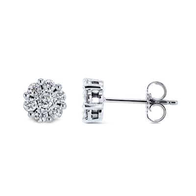 Annello by Kobelli 10k Gold 1/2ct.tw Diamond Cluster Round Stud Earrings