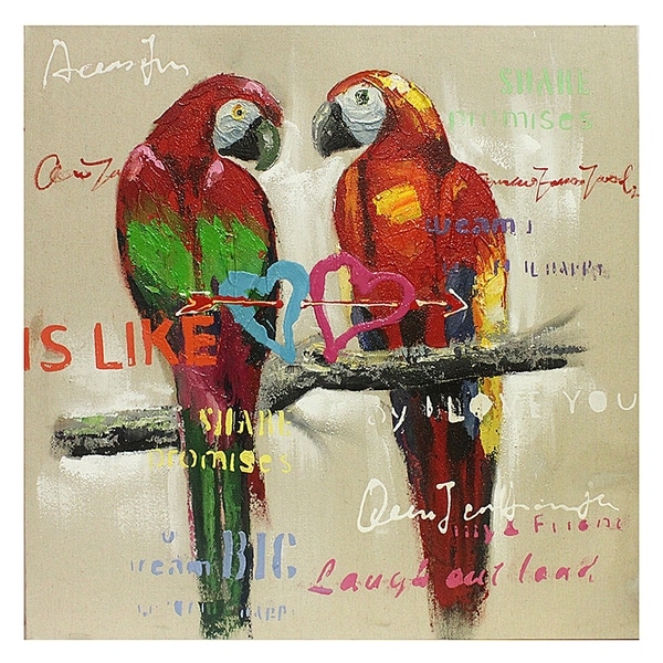 Essential Decor & Beyond Parrots Oil Painting on Canvas EN111889 - Multi-color