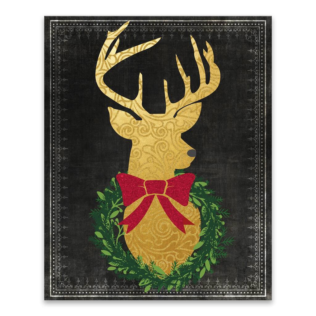 "Reindeer Head" Printed Canvas - 16W x 20H x 1.25D - Multi-color