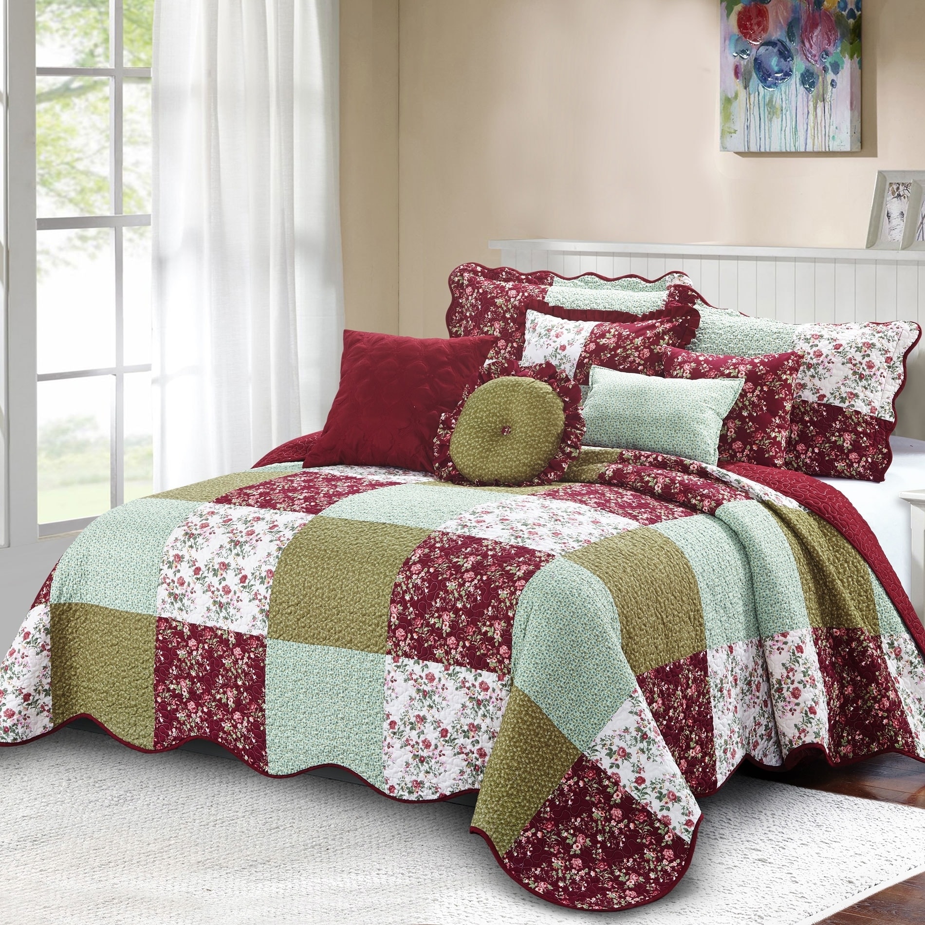 Shop Serenta 8 Piece Quilted Patchwork Bedspread Set On Sale