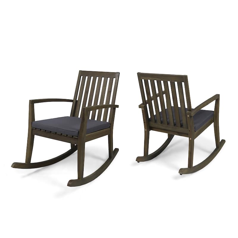 Montrose Traditional Outdoor Acacia Wood Rocking Chairs (Set of 2) by Christopher Knight Home - gray + dark gray