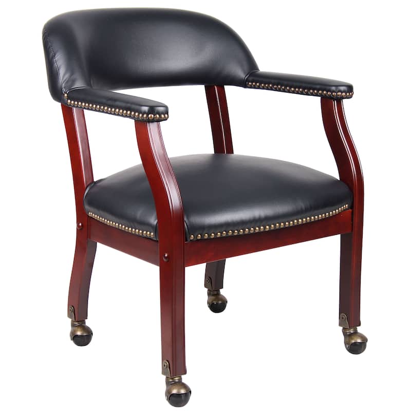 Boss Wheeled Captain's Guest Arm Chair - Black