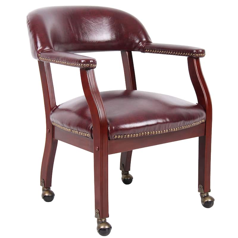 Boss Wheeled Captain's Guest Arm Chair - Burgundy