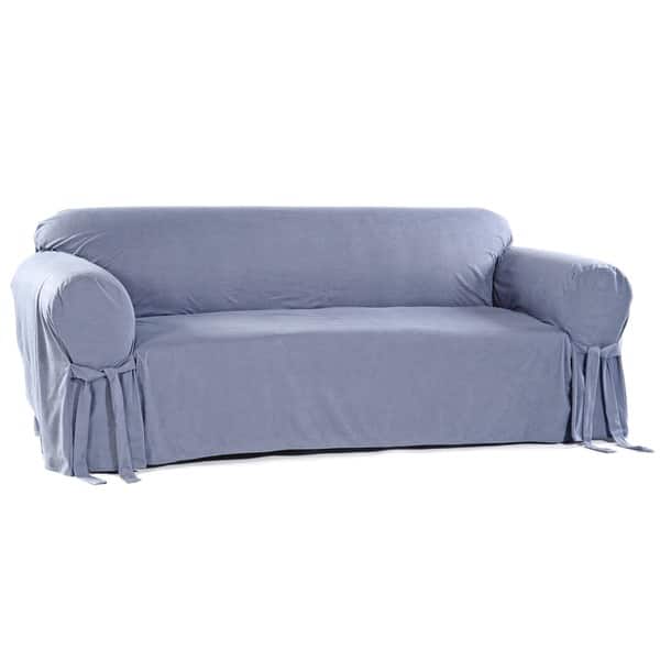 slide 1 of 4, Classic Slipcovers Ultimate Suede Loveseat Slipcover Blue