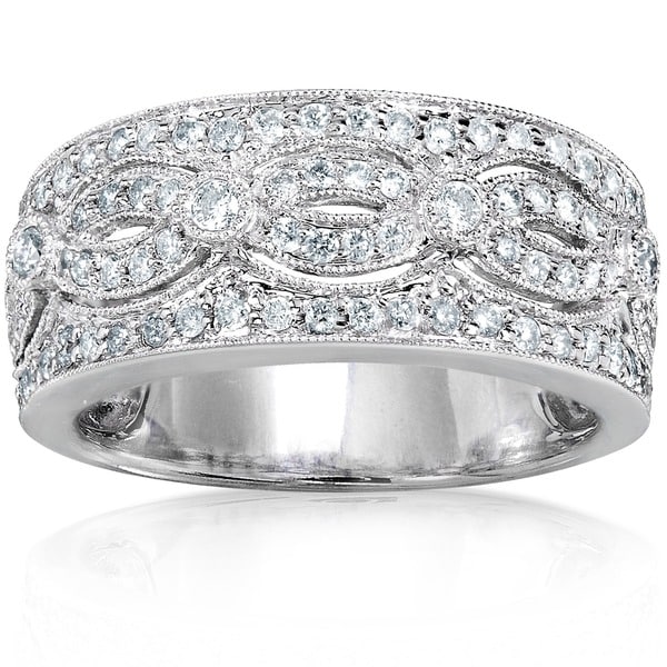 Annello by Kobelli 14k White Gold 1/2ct TDW Vintage Pave Diamond ...