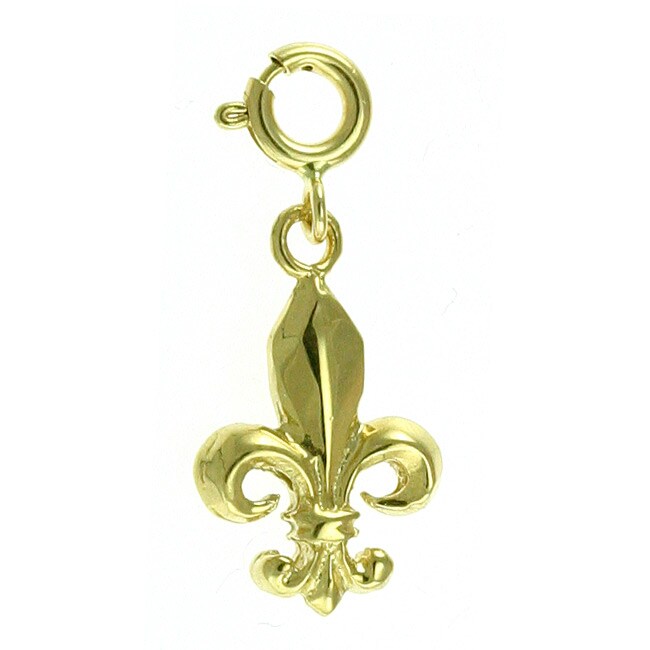 Shop 14k Yellow Gold 3-D Fleur de Lis Charm - Overstock - 2449263