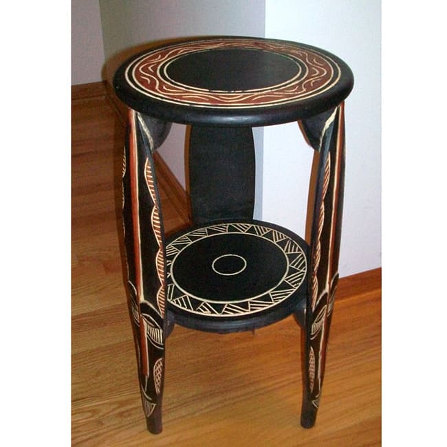 Handmade Tribal Mask Pedestal Table (Ghana)