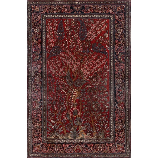Floral Hand Made Isfahan Persian Area Rug for Bedroom - 6'8" x 4'5"