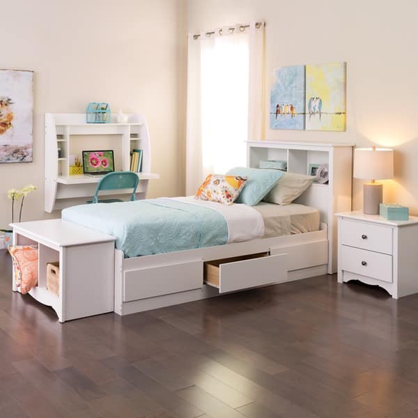 White Twin Mate's Platform Storage Bed with 3 Drawers   Overstock 