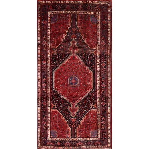 The Curated Nomad Mears Vintage Geometric Handmade Wool Persian Heirloom Item Area Rug - 10'6" x 5'3"