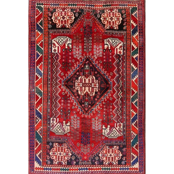 Oriental Hand Made Shiraz Persian Area Rug for Bedroom - 8'1" x 5'4"