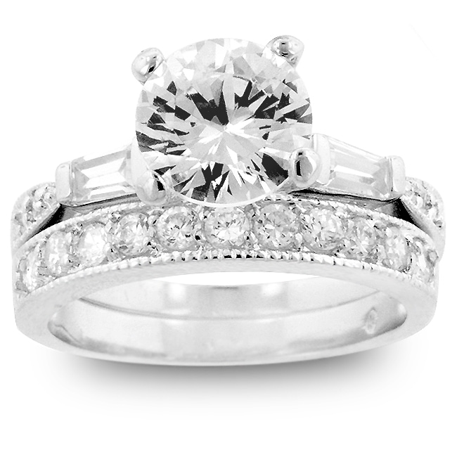 Kate Bissett Silvertone CZ Ring with Matching Eternity Band