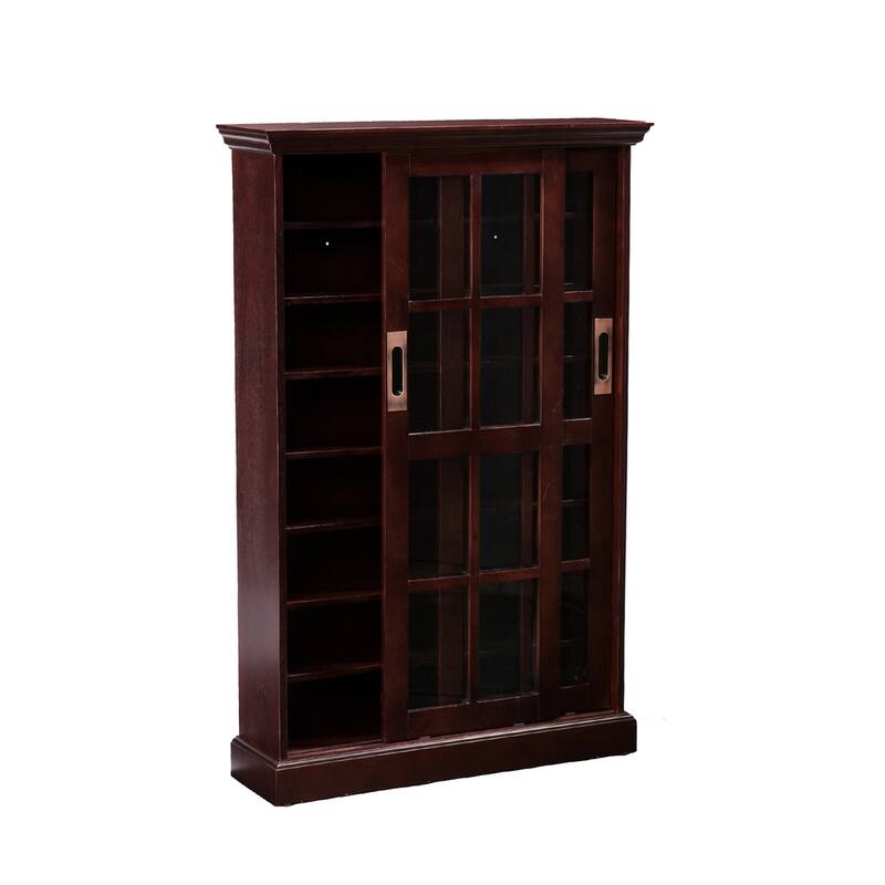 SEI Furniture Espresso Sliding Door Media Storage Cabinet