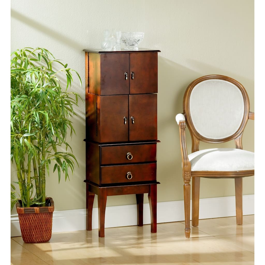 SEI Furniture Cherry Wood Jewelry Armoire - 44.5" h x 16" w x 11" d