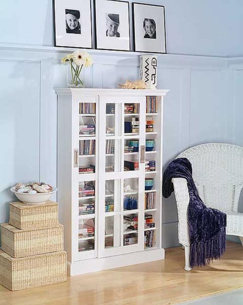 SEI Furniture White Sliding Door Media Cabinet