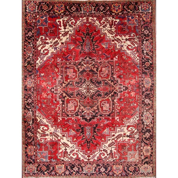 Geomtric Hand Made Heriz Persian Area Rug Living Room - 12'9" x 9'9"