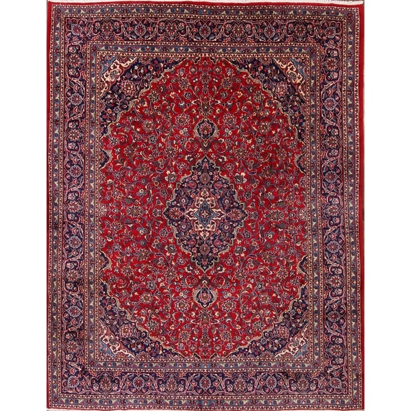 Mashad Hand Knotted Wool Persian Medallion Traditional Area Rug - 12'7" x 9'7"