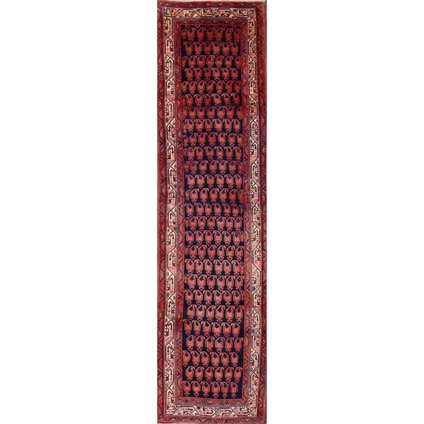 Classcial Traditional Mahal Hand Made Persian Paislay Rug - 13'3" x 3'5" runner