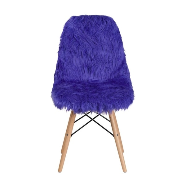 Offex Contemporary Faux Fur Upholstery Shaggy Dog Accent Chair - Dark Blue