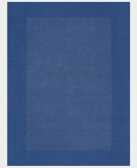 Hand-tufted Blue Border Wool Rug (5' x 8')