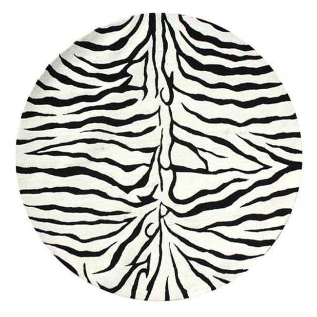 Hand tufted Zebra Stripe Wool Rug (6 Ft Round)