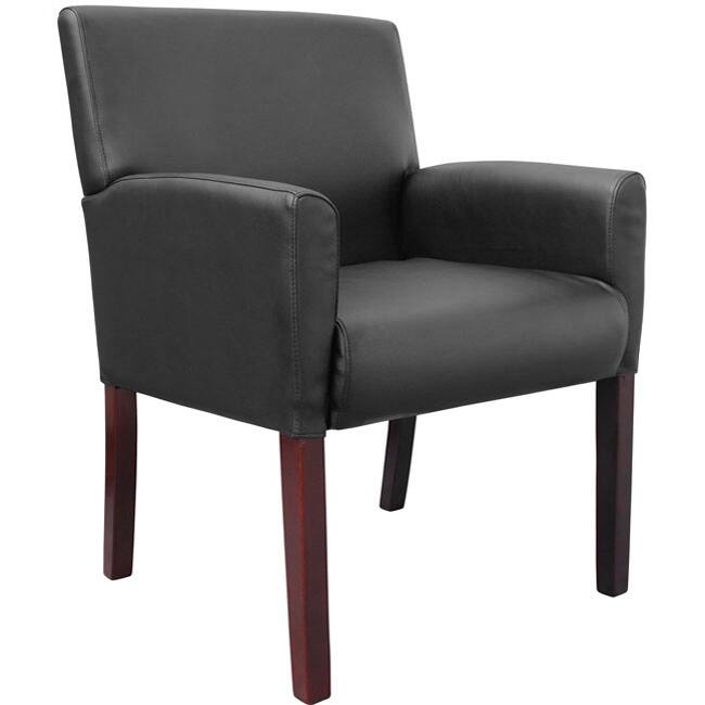 Boss Black Joinable Midback Box Standard Wood/Vinyl Waiting Armchair