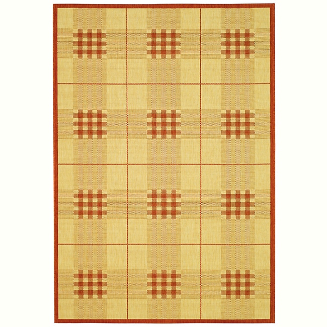 Indoor/ Outdoor Regal Natural/ Terracotta Rug (53 X 77)