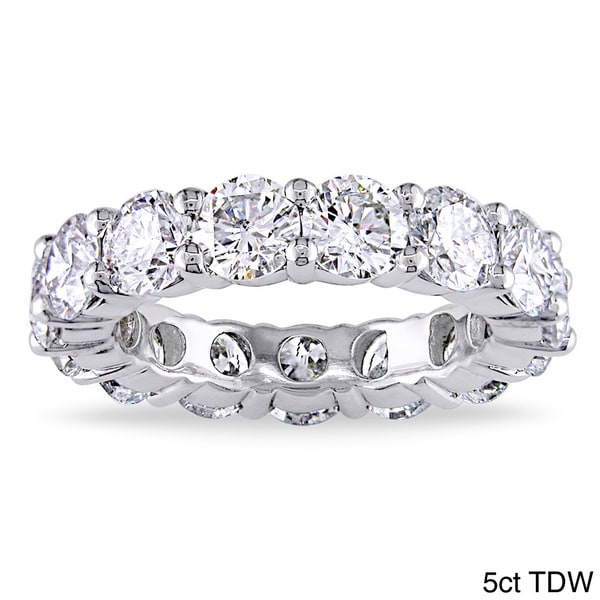 Miadora 18k White Gold 5ct TDW Diamond Eternity Ring (H I, I1 I2