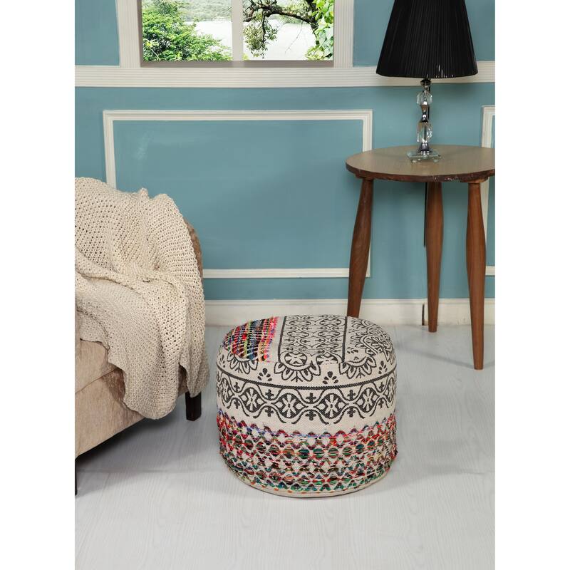 Sevita Globally Inspired Bohemian Pouf Ottoman