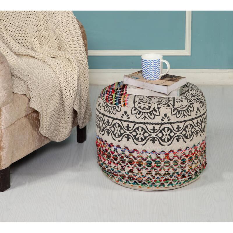 Sevita Globally Inspired Bohemian Pouf Ottoman
